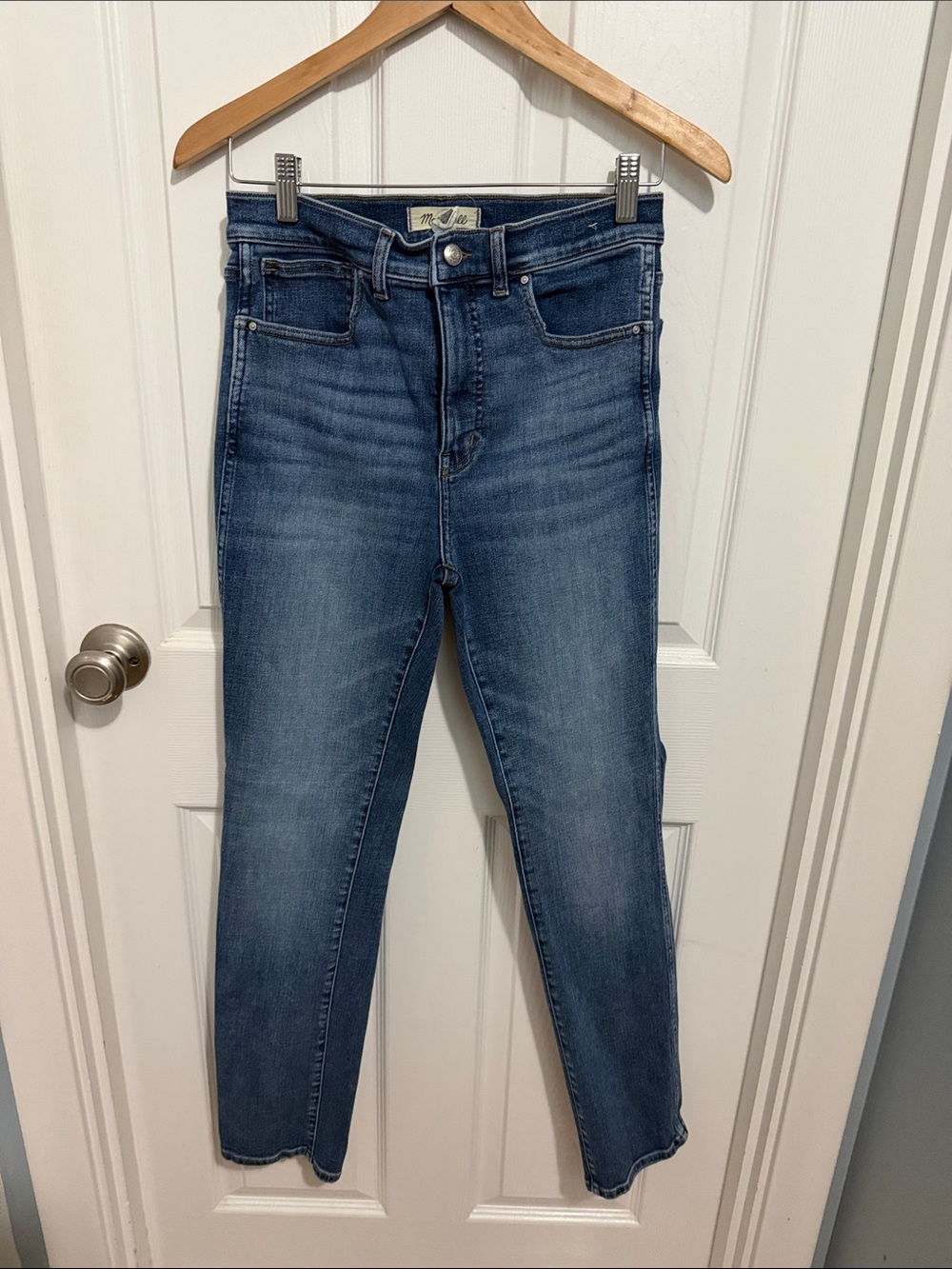 Madewell High-Rise Straight Jeans in Medium Wash Blue
